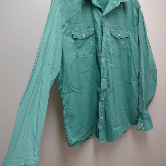 Johnston & Murphy Green Slim Fit Cotton Button Front Men's Size XL - Picture 3 of 9